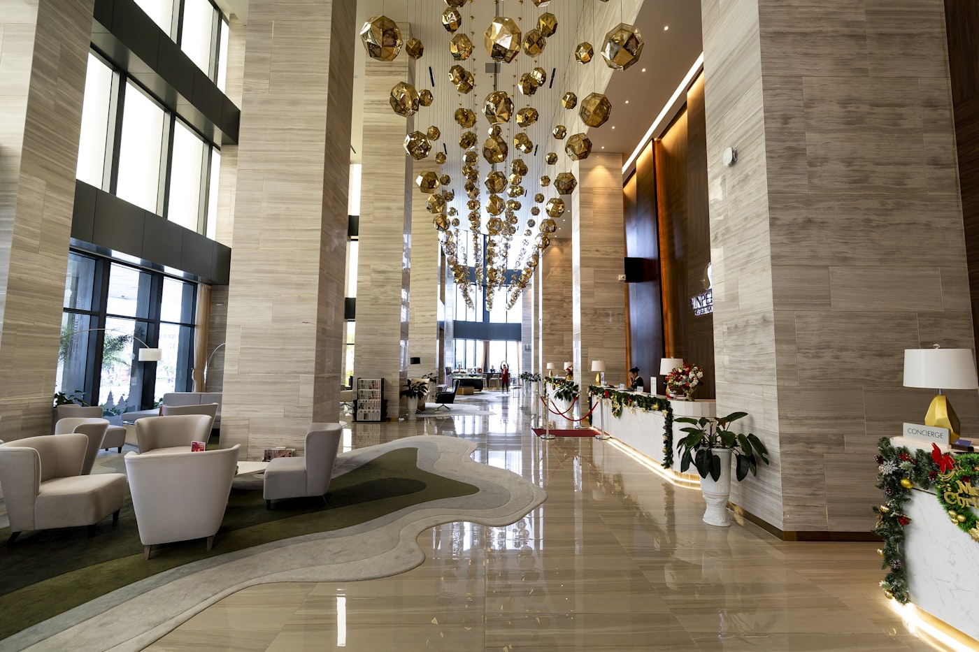 Modern hotel lobby lounge