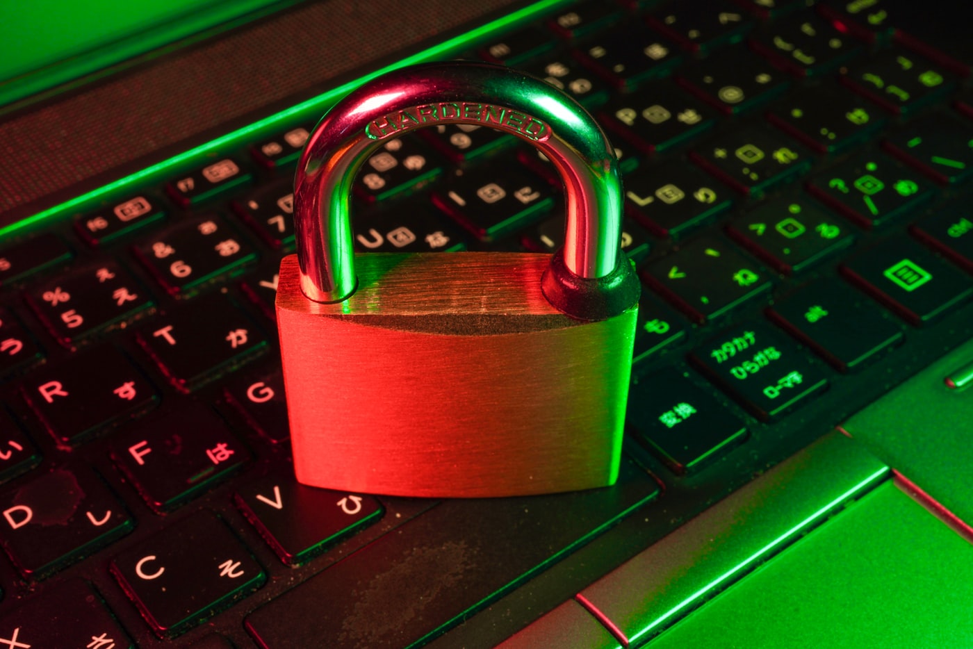 Red padlock on a laptop keyboard symbolising cyber security