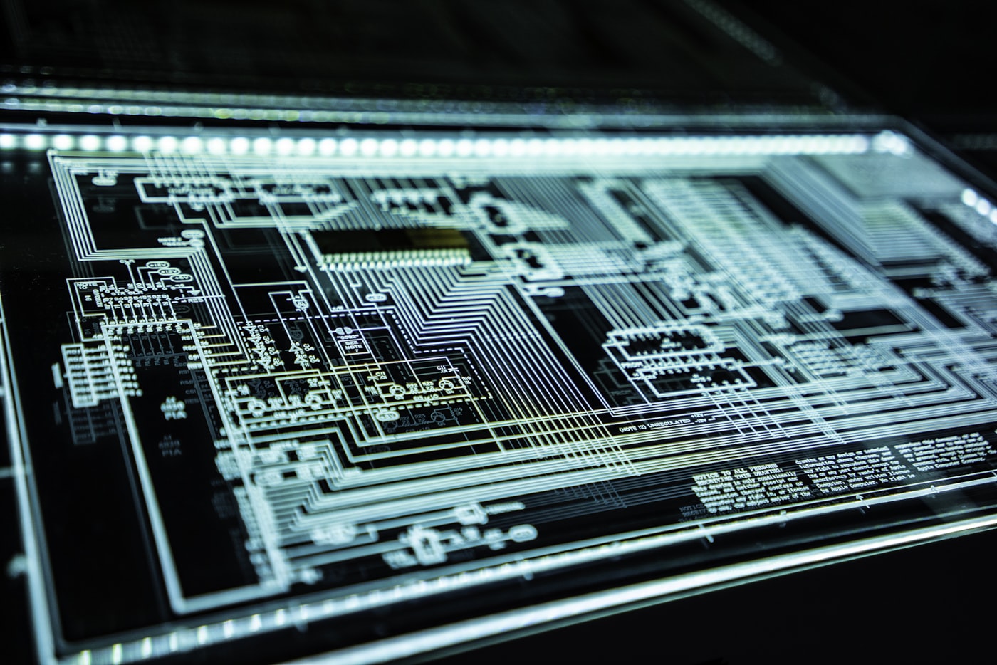Illuminated circuit board and network security concept